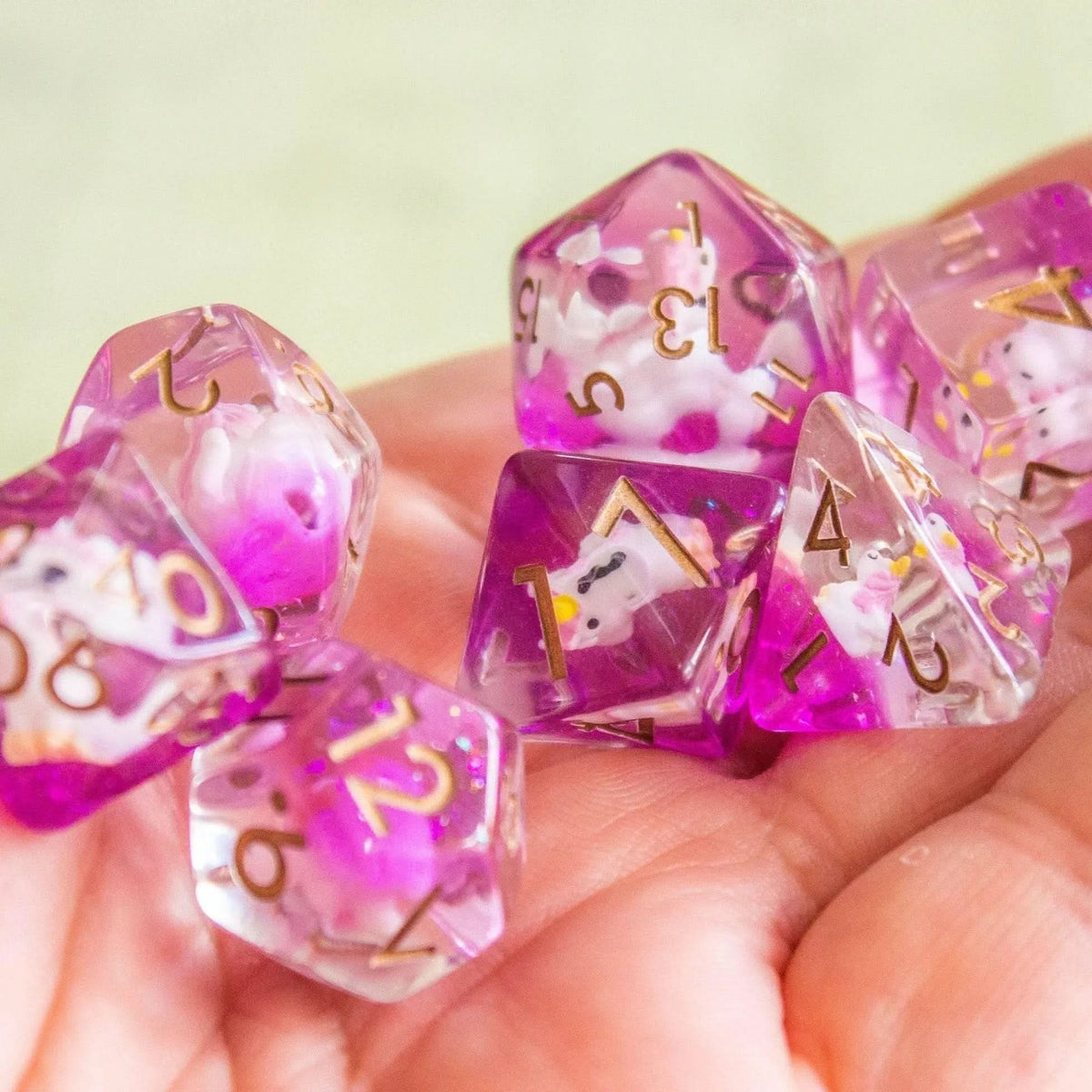 Pink Unicorn Dice Set