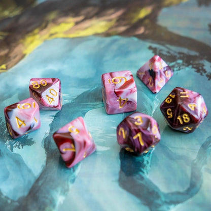 Two Tone Pink and White Dice Set