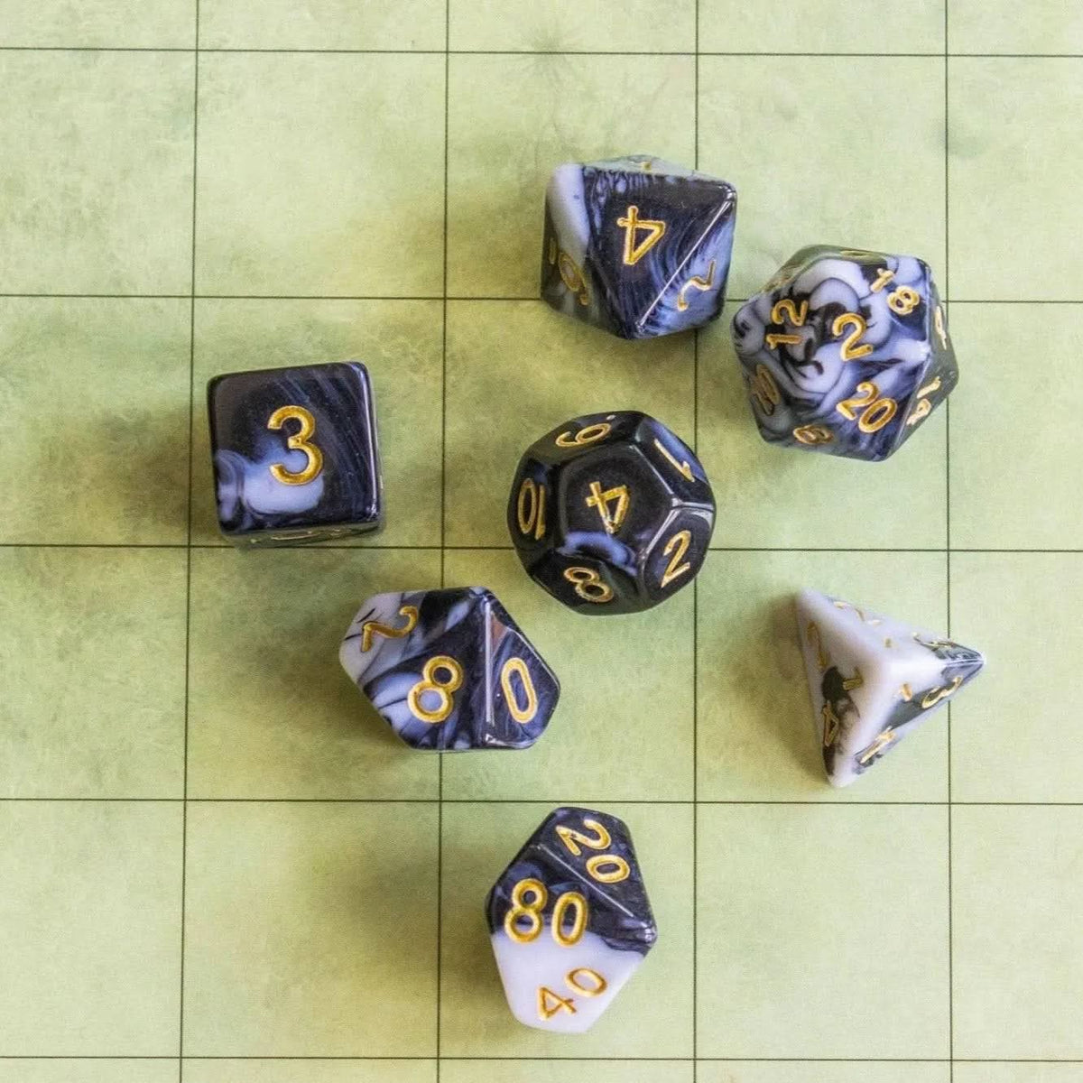 Black and White Two Tone Dice Set