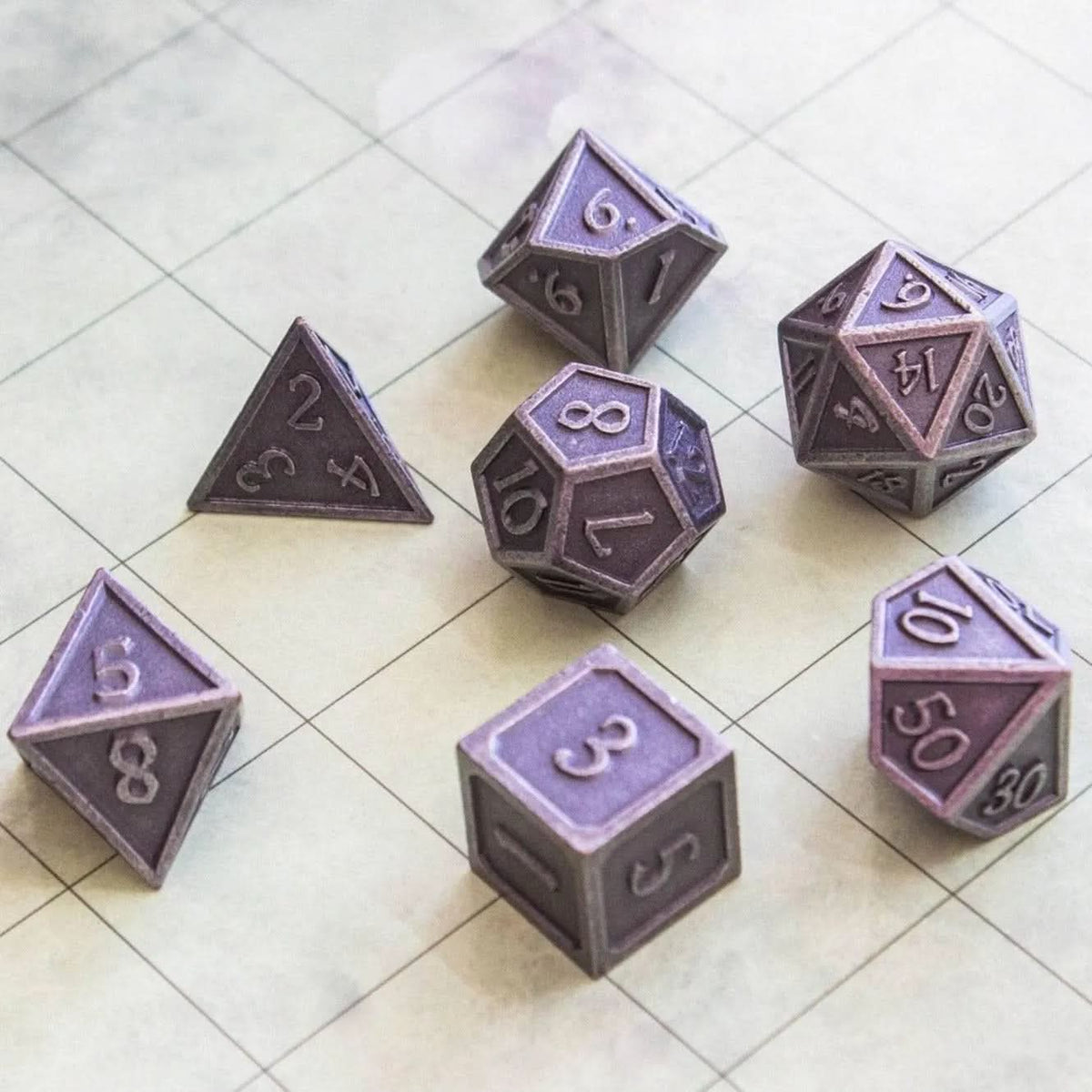 Full Silver Metal Dice Set