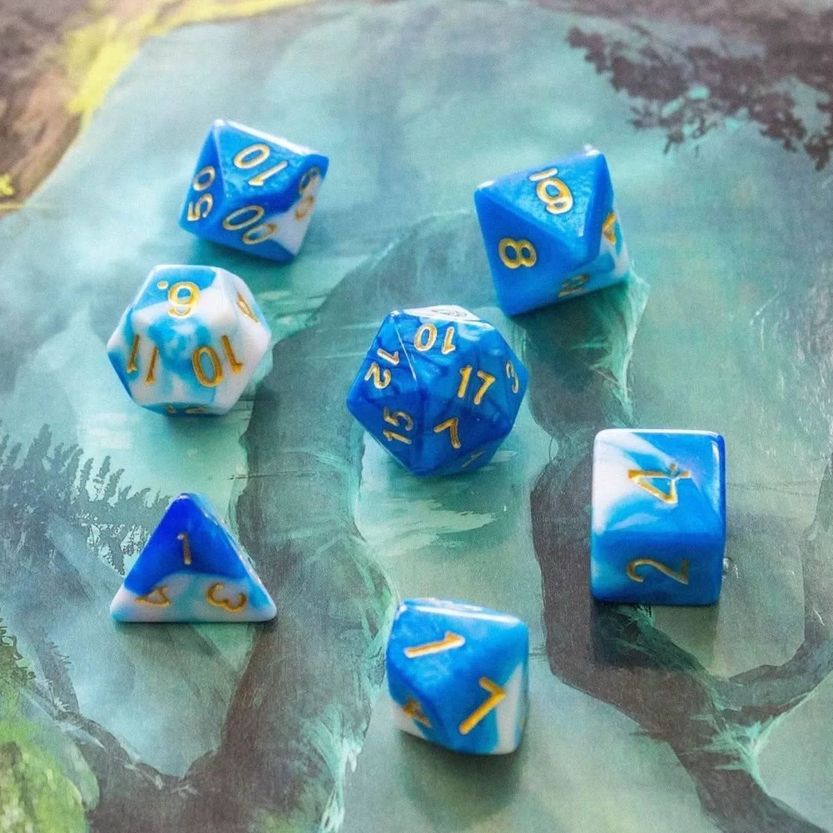 Two Tone Sky Blue Dice Set