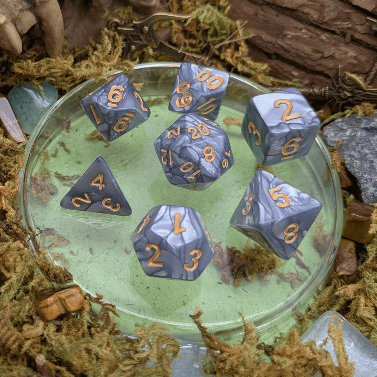 Silver Pearl Dice Set