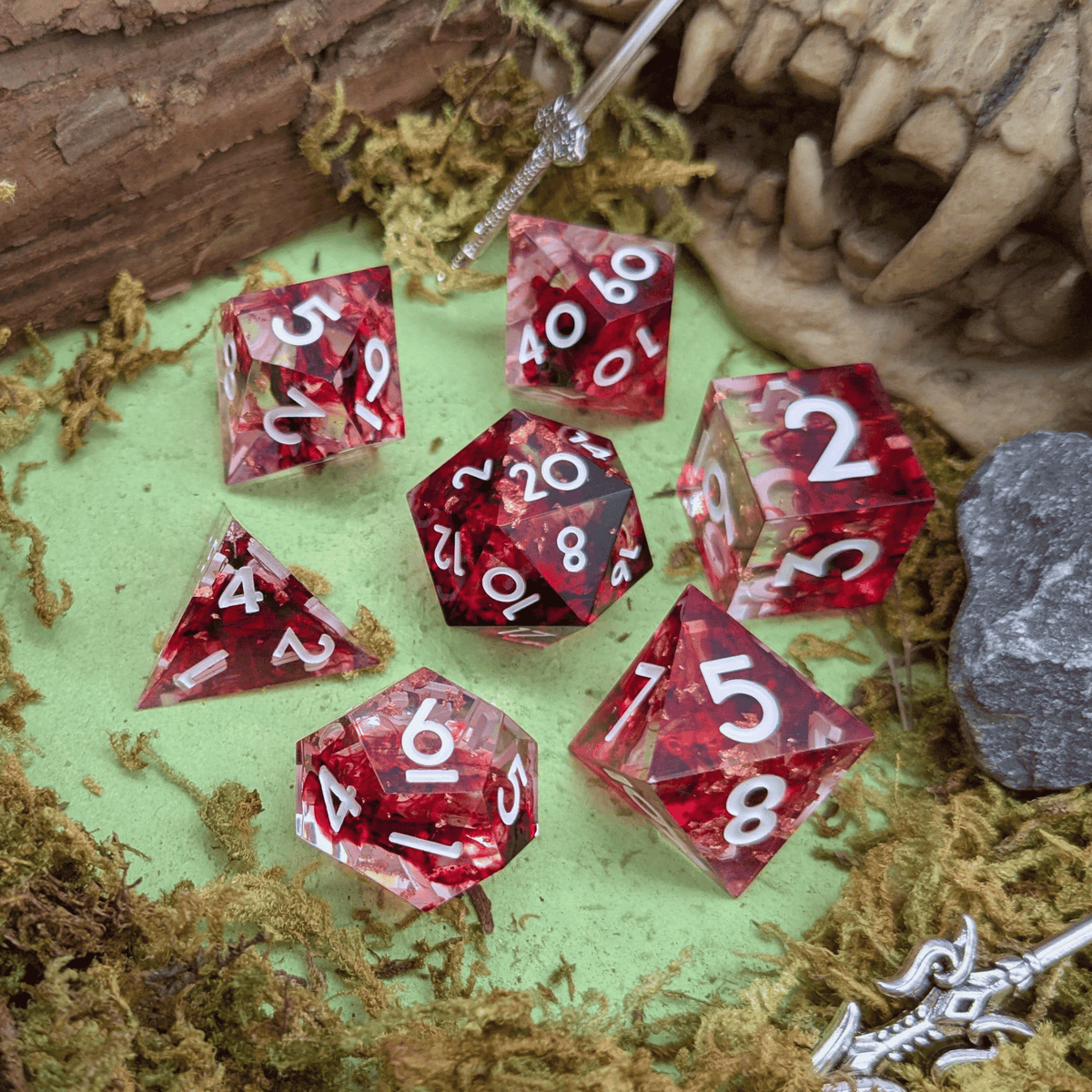 Foil Red and Black Sharp Dice Set