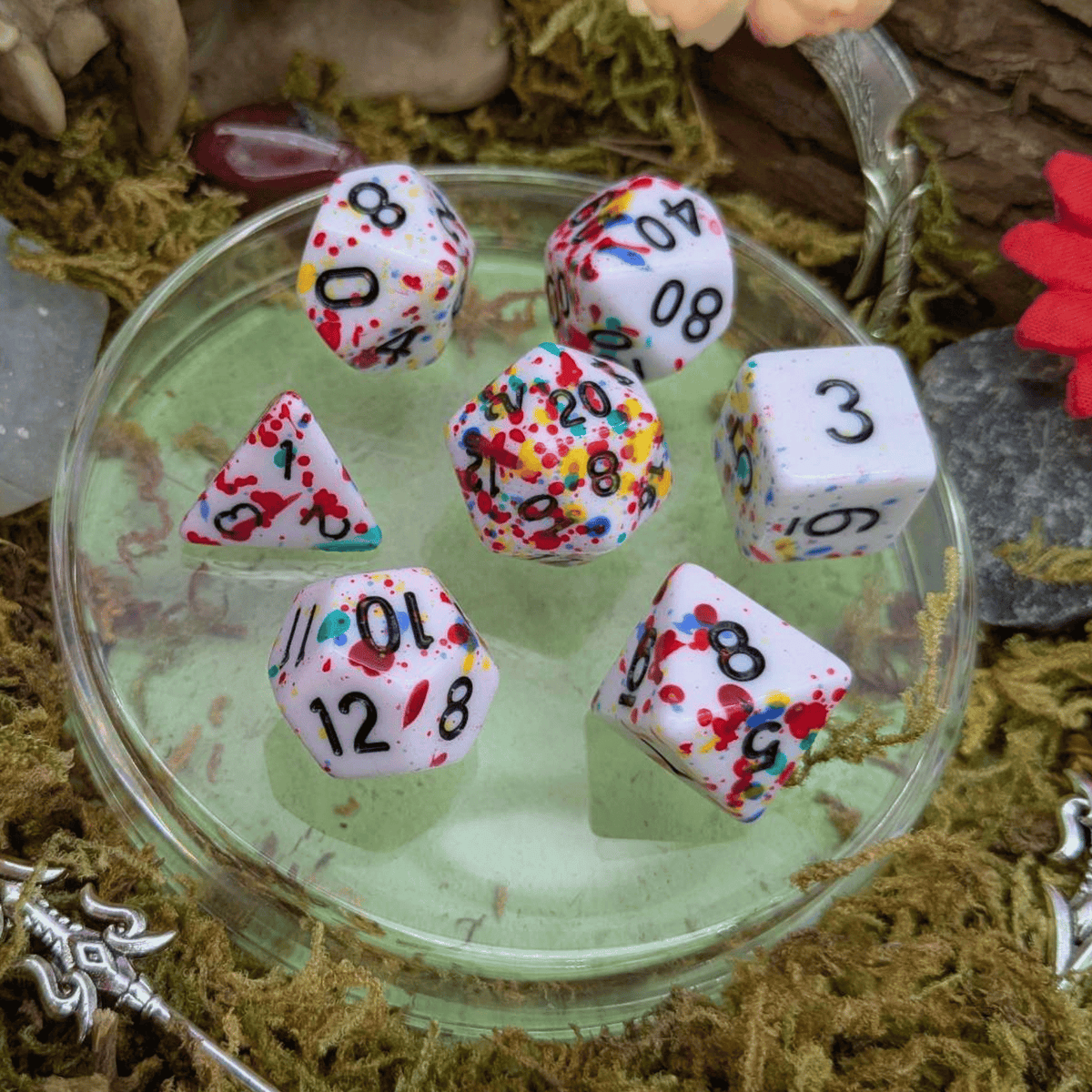 Multi-Coloured Splatter Dice Set