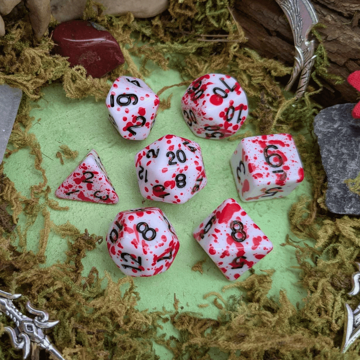 Red Splatter Dice Set