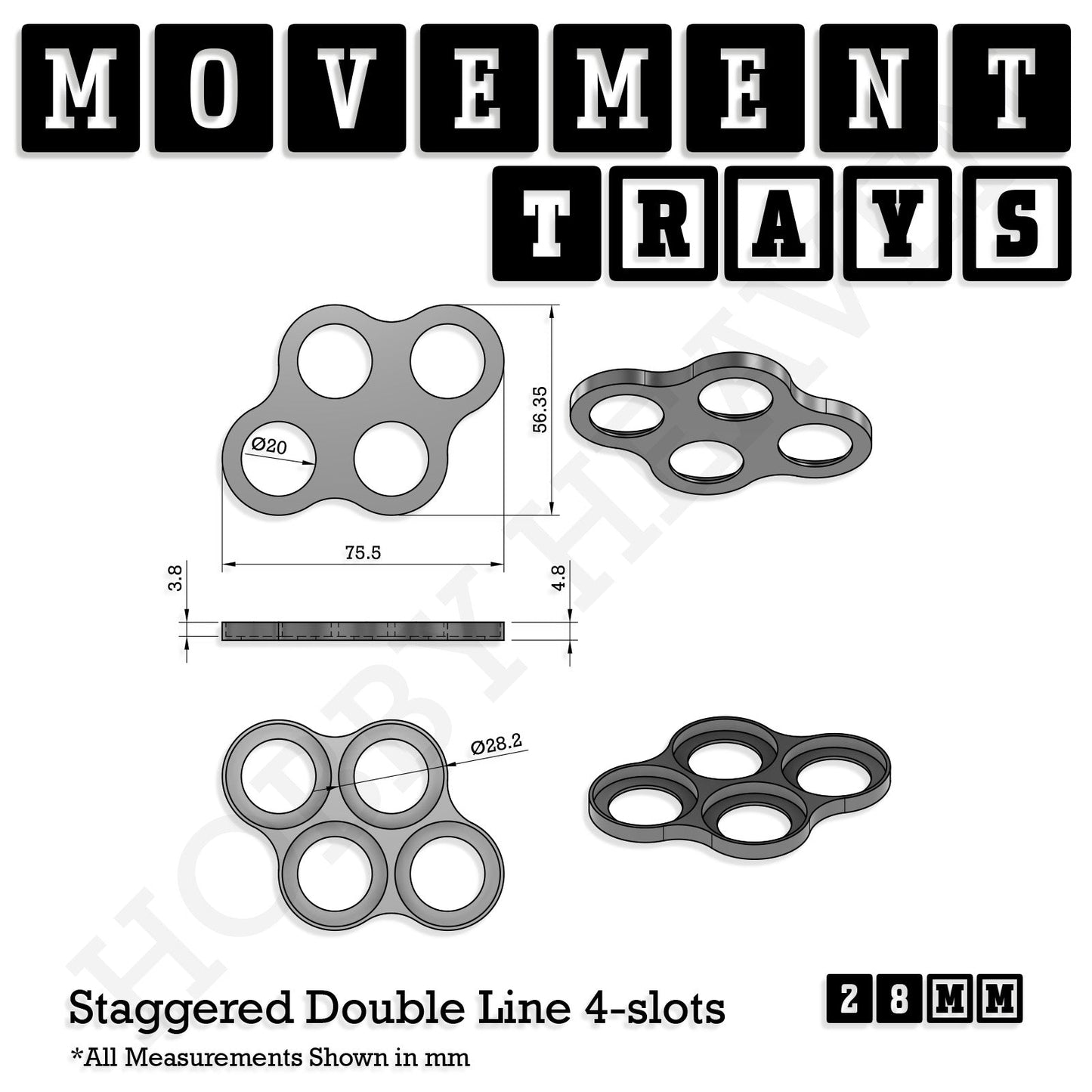 28mm Movement Trays for Tabletop Games | Wargaming | Full Range