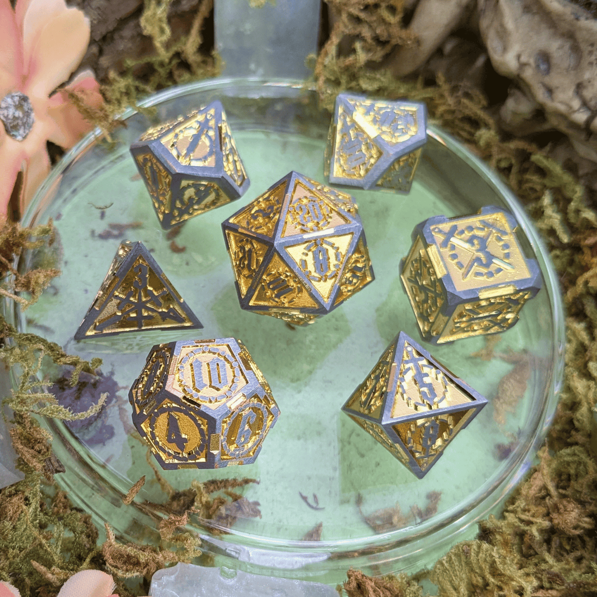 Swords Gold Metal Core Dice Set