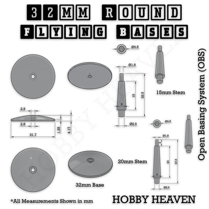 32mm Round Flying Clear Plastic Base