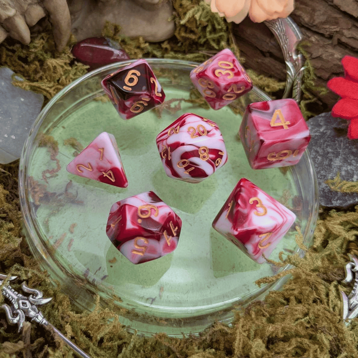 Two Tone Red White Dice Set